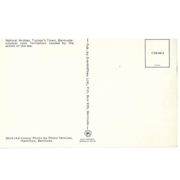 Natural Arches Tucker's Town Bermuda Postcard Unposted - Picture 2 of 2